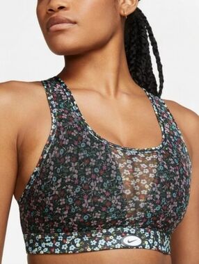 Nike Dri Fit Swoosh Floral Mesh Sports Bra Size Medium EUC!!